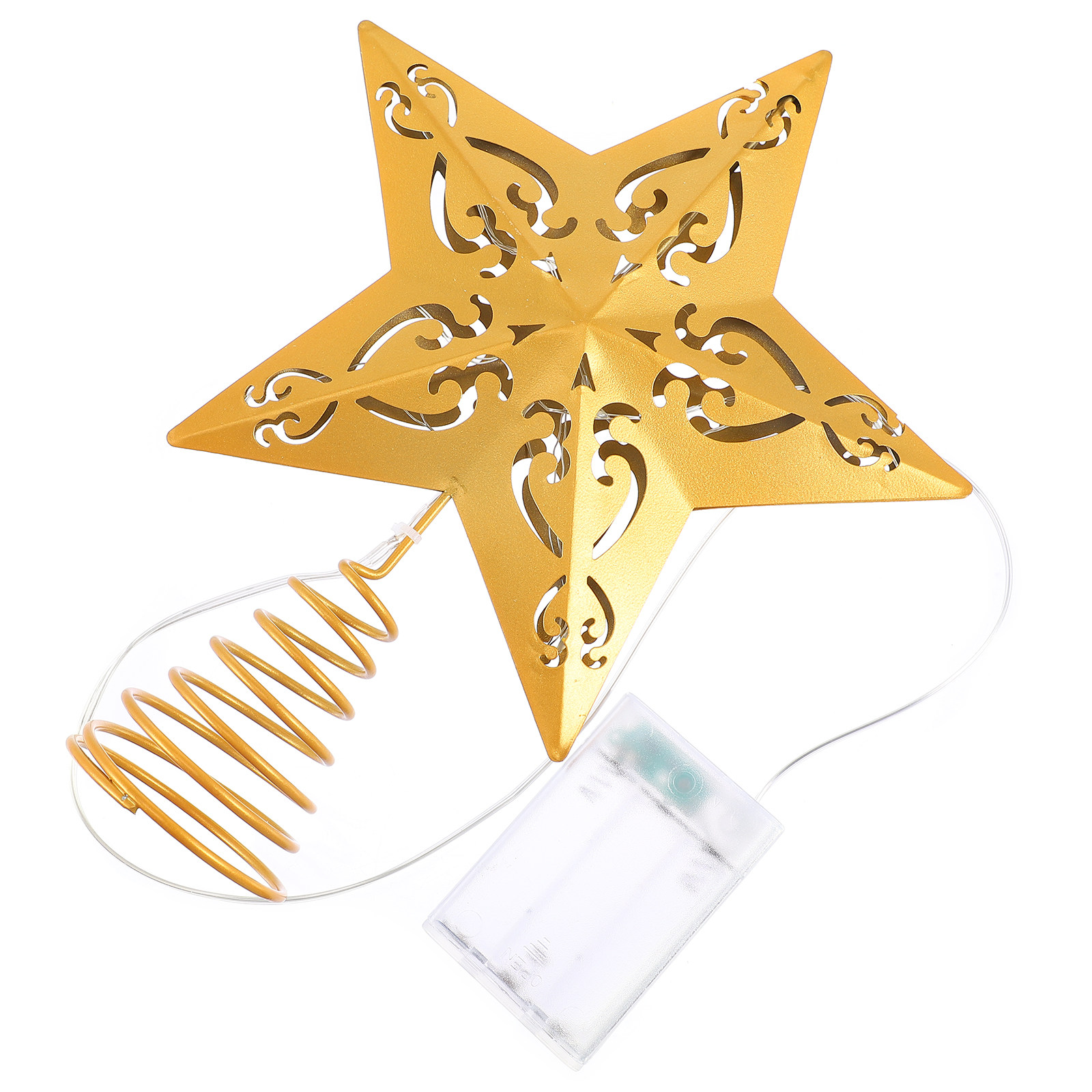 Star Tree Topper - 1Pcs Glitter-Coated Iron Golden Star Christmas
