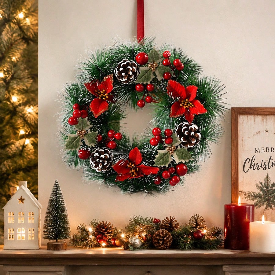 1Pc Christmas Wreath for Front - Christmas Wreath Fake review and price