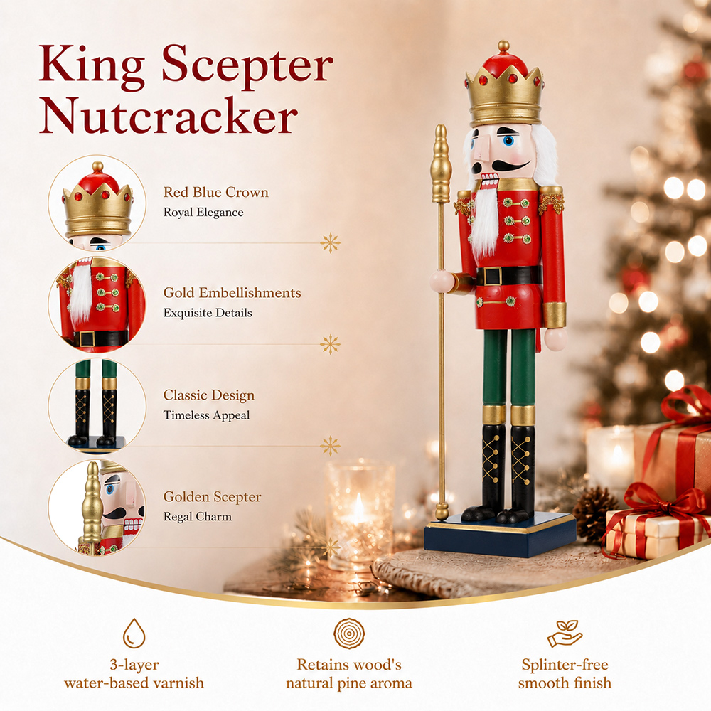 50CM Wooden Nutcracker Scepter - Nutcracker Figurine review and price