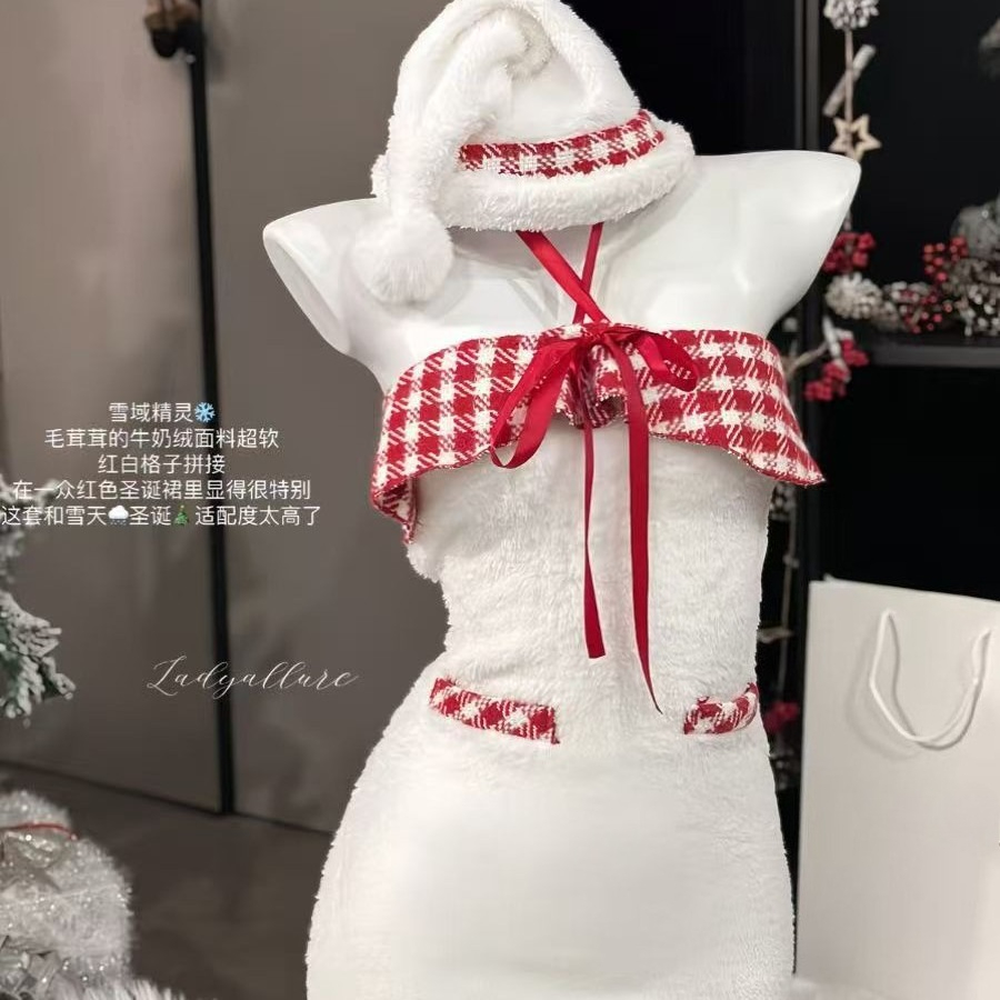 Christmas Plush White Halter D - Santa Hat Plush review and price
