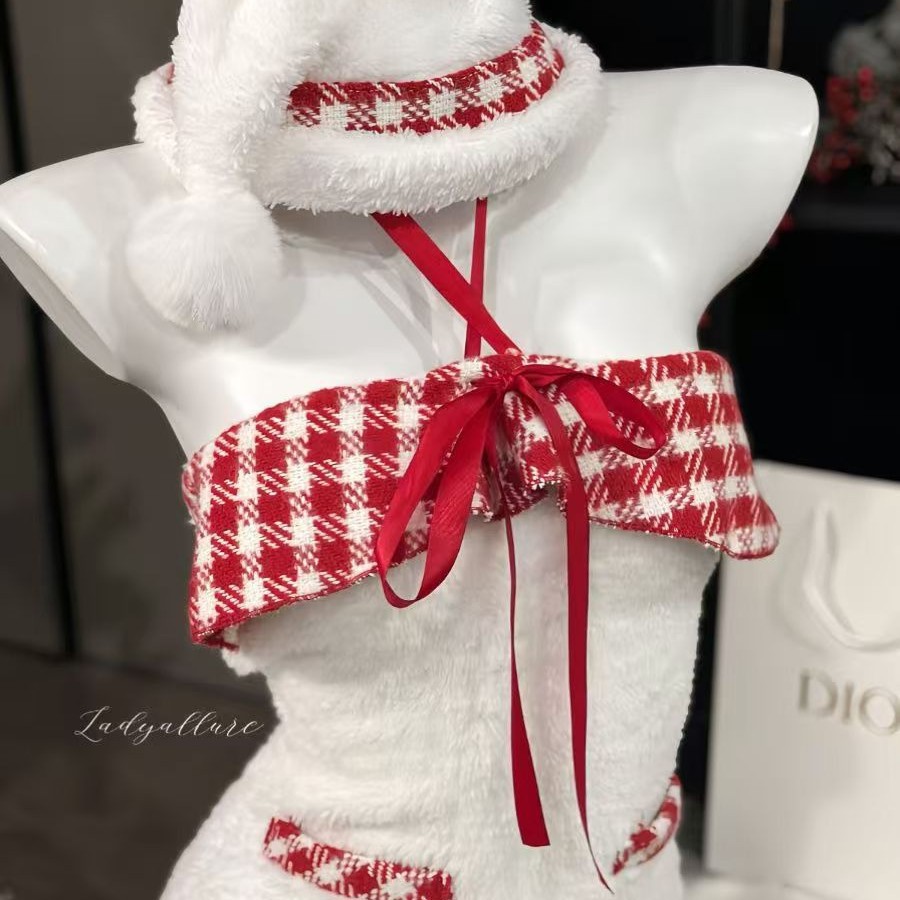 Christmas Plush White Halter D - Santa Hat Plush review and price